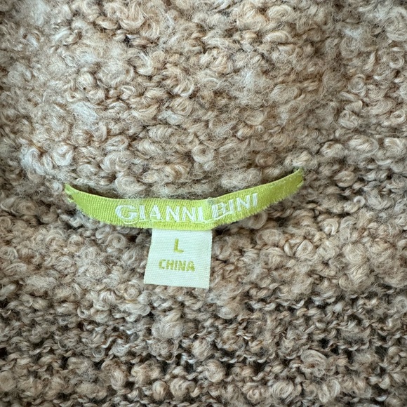 Gianni Bini sweater boiled wool boucle open knit cowl neck crop large - Picture 11 of 11